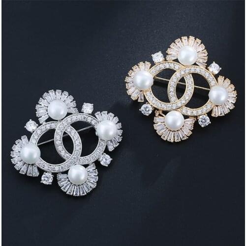 Pearl jewelry S925 Silver Brooches for Women trendy Anniversary Fine Diamond fashion Jewelry Christmas Luxury Flower Brooch Pins