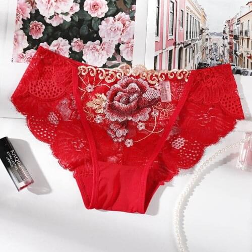 Sexy Lace Panties Womens Briefs Embroidery Underwear Women Sexy Soft Briefs Lingerie Low Waist Female Underpants Calcinha W0057