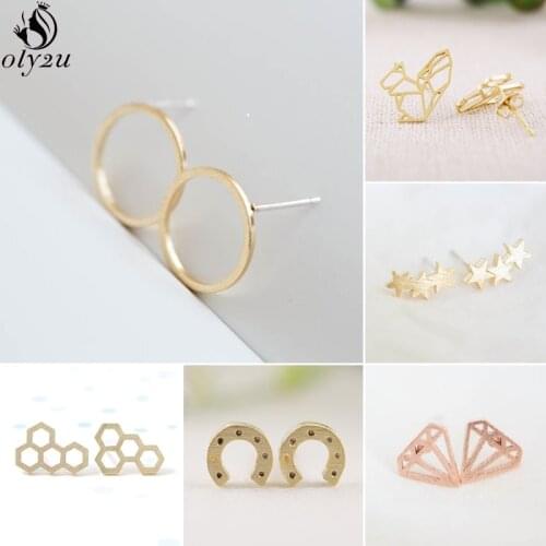 2021 Fashion Jewelry Earings Vintage Geometric Round Star Squirrel Honeycomb Stud Earrings Women Brincos Girls Birthday Gifts