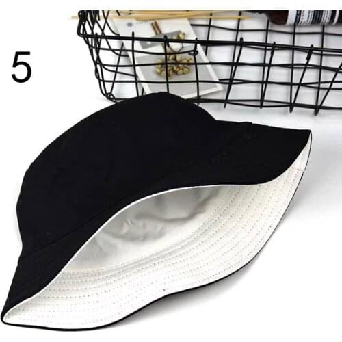 Winter Double-sided wear solid color Bucket Hats Outdoor Bob Caps Black and White Fishing Sun Caps Women Men Panama Cap