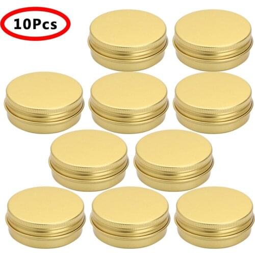 10 Cosmetic Aluminum Tin Jars Lip Balm Container Screw Top Sample Pot Mini Metal Storage Can for Lotion Powder Travel Candle Box