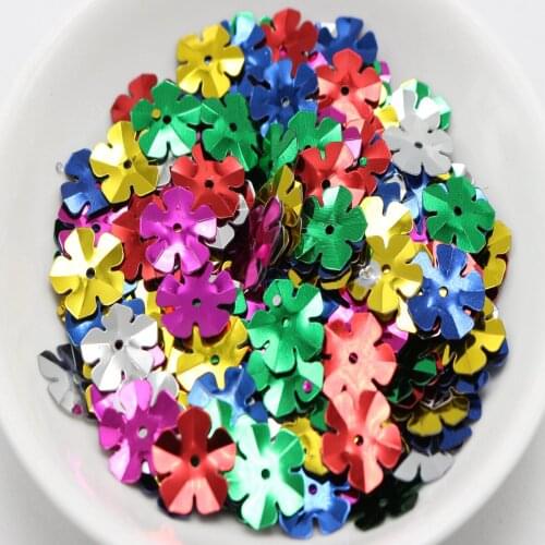 1100 Mixed Color 14mm Cup Flower Loose sequins Paillettes Hole Sewing Wedding