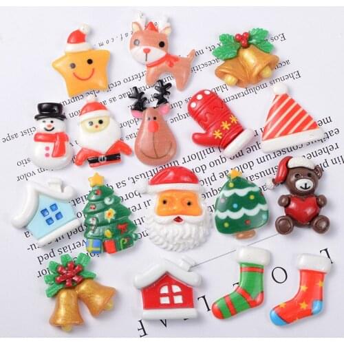 20PCS New Designs Resin Flatback Cabochon Christmas Miniature Art Supply Christmas Decorations for Home Hand Made DIY Making