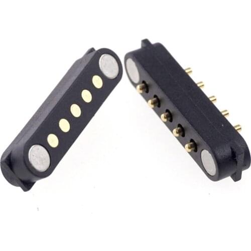 5 Pairs Spring Loaded Magnetic Pogo Pin Connector 5 Pin Pitch 2.54 MM PCB Solder Male Female Probe DC Power With Magnets Connect