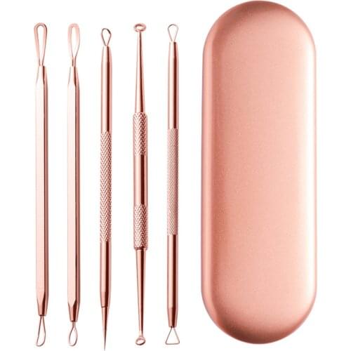 5Pcs Acne Needle Pimple Tweezers Extractor Blackhead Remover Comedone Extractor Tool Blackheads Treatment Blemish Removing