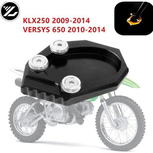 Motorcycle CNC Aluminum Foot Kickstand Extension Pad Plate Side Stand Enlarger For KAWASAKI KLX250 2009-2014 VERSYS650 2010-2014
