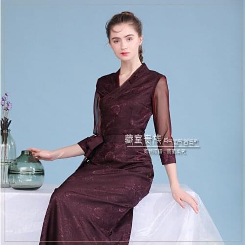 Auspicious XiZang Tibetan Inner Mongolia high quality bola 5 colors for elegant women 4 seasons zangfu dress