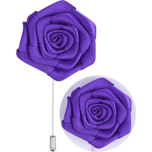 Cheap Silk Rose Breast Pin Groom Corsages Boutonniere Flowers Wedding Bridal Corsage Pin Brooch X1258-16