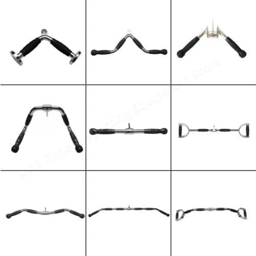 Fitness Solid T-bar V-Bar Heavy Duty Load Bearing Lat Pull Down Bar Fine polishing Sitting Rowing Fitness Equipment Accessories