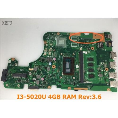 KEFU For ASUS X555LN X555LD X555LDB F555L F555LD Laptop motherboard I3-5020U REV.3.6 4G RAM mainboard test good