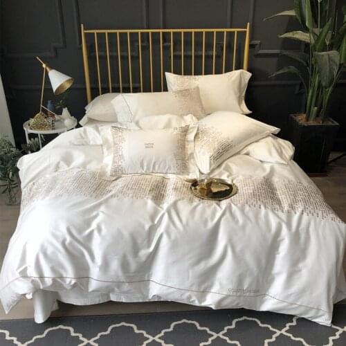 High-end Bedding Set Embroidered Household Duvet Cover Four-piece Set of High-grade 120 Long-staple Cotton Satin Double Bed