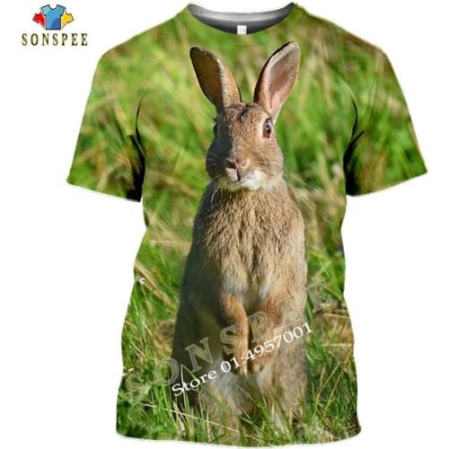 Fashion Casual Mens t shirts Cute Rabbit Harajuku Short sleeve Tee Hunting Animal Hare 3D Print T-Shirt Summer Women Anime Top