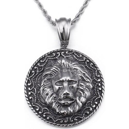 Fashion retro European and American punk pop domineering mens lion head pendant
