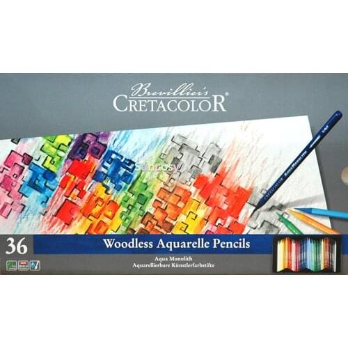 Cretacolor Aqua Monolith Watercolor Pencil Set, 36 color , Multi-color, Woodless Aquarelle Pencils,Art supplies