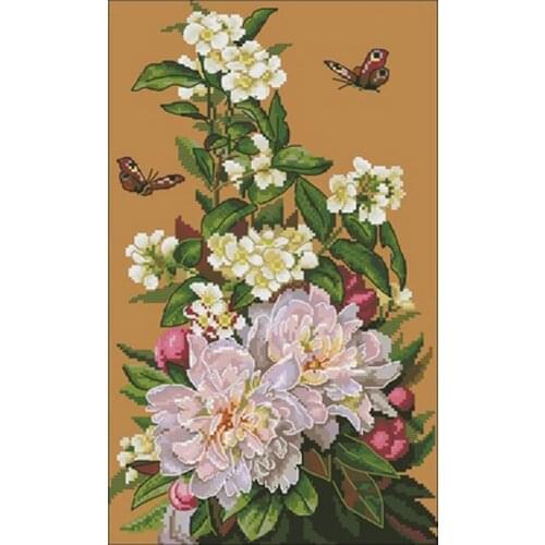 Peony bouquet patterns Counted Cross Stitch 11CT 14CT 18CT DIY Chinese Cross Stitch Kits Embroidery Needlework Sets