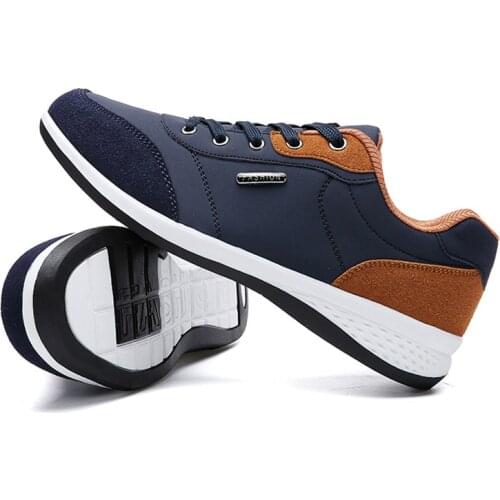 Dropshipping 2019 Autumn New Shoes Lace-Up Men Fashion Shoes Microfiber Leather Casual Shoes Brand Men Sneakers Winter Men FLats