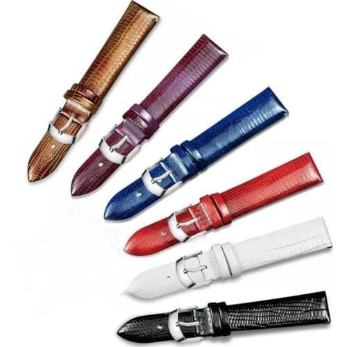 Genuine Leather Straps Unisex Watchband 12mm 14mm 16mm 18mm 20mm 22mm Design Lizard Pattern Red Replacement Band Strap