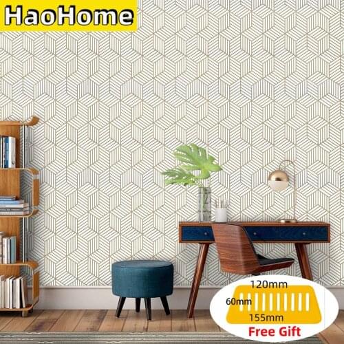 HaoHome Hexagon Contact Paper Removable Peel and Stick Wallpaper Self Adhesive Film For Living Room Bedroom Wall Decor