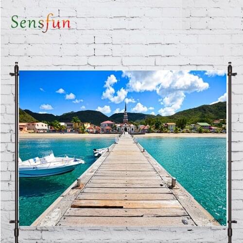 LEVOO Photographic Background Pier Maldives Cruise Ship Vacation Photo Studio Photocall Printed Shoot Prop Decor Fabric