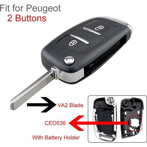 2 Button Car Key Fob Case Shell Replacement Flip Folding Remote Cover VA2 Blade Keyless for Peugeot 107 207 307 307S 308 407 607