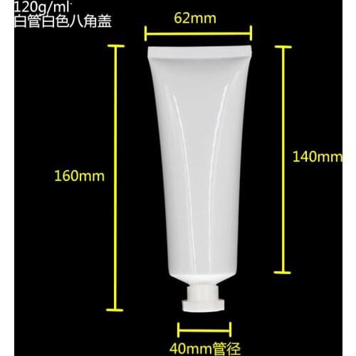 120ML Sunscreen cream Tube,120G white Cream Tube with white or black octagonal lid,empty plastic soft Tube 120ml