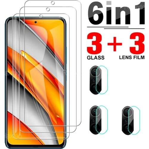 6 In 1 Full Cover Tempered Glasses Protector For Xiaomi Poco F3 Camera Lens Protective Glass For Xiomi Xaomi Poko Poxo F 3 6.67"