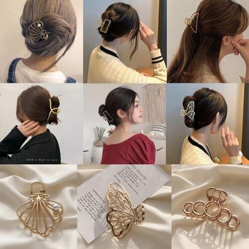 Fashion Woman Gold Color Metal Butterfly Hair Claws Hair Accessories Hairpins Clips Hairgrip Headwear Girls Ornaments Crab Clip