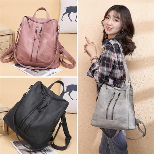 2021 Female Backpack Mochila Feminina Casual Multifunction Women Leather Backpack Female Shoulder Bag Sac A Dos Travel Back Pack