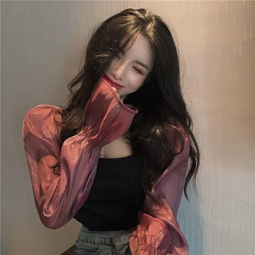 Woman Sweaters Pullover Autumn Winter Sneaky Design Square Collar Slim Knitted Stitching Puff Sleeve Top Femme Chandails