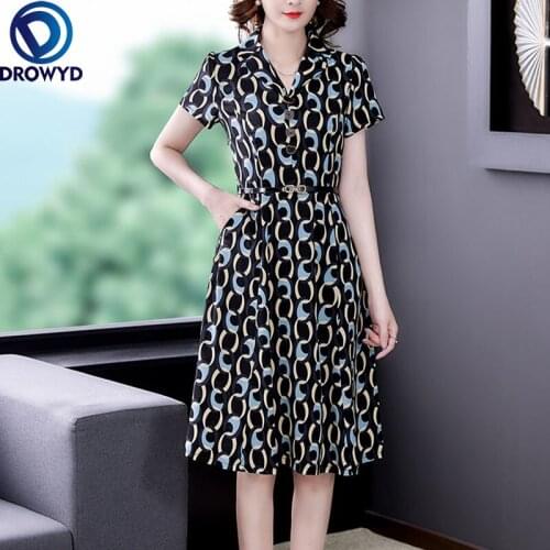 Short Sleeve Gothic Chiffon Dress Fashion New Spring Summer Temperament Printed Dresses for Women Clothes Bodycon Party Vestidos