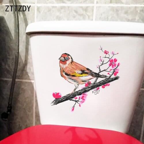 ZTTZDY 21.7×21.9CM Hand Painted Classical Flowers And Birds Home Bedroom Wall Stickers Creative Toilet Decor T2-1098