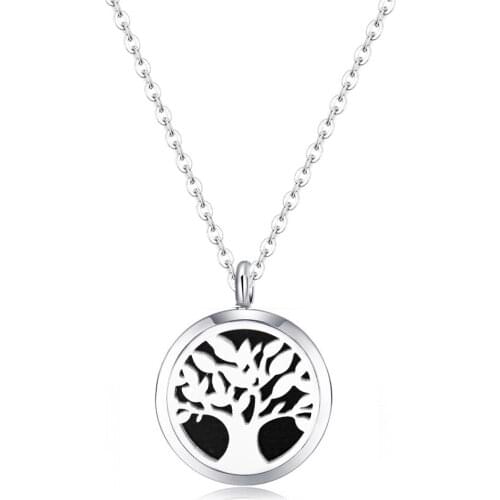 10pcs mesinya new tree of life III (30mm) Aromatherapy / Essential Oils 316L Stainless Steel Diffuser pendant Necklace