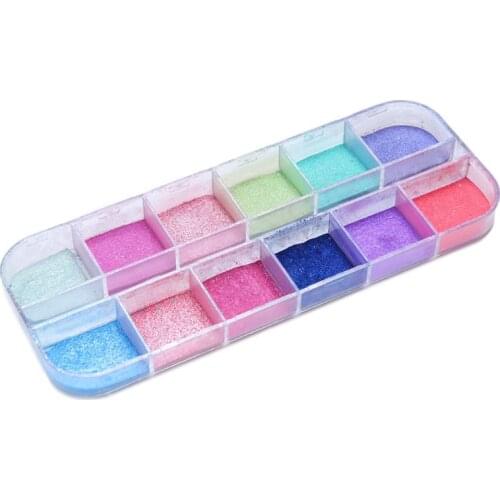 12 Colors Ultrafine Glitter Nail Art Shimmer Powder Dust Coating Pigment DIY Manicure Decoration Beauty Eyeshadow Cosmetic Tools