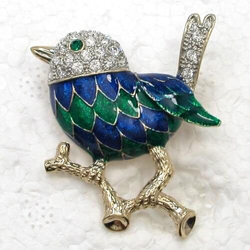 12pcs/lot Wholesale Fashion Brooch Crystal Rhinestone Enamel Bird Pin brooches C102109