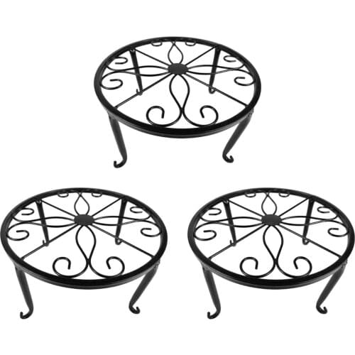 3Pcs Planter Holder For Patio Garden Strong Floor-standing Heavy Duty Single Layer Living Room Durable Iron Flower Stand