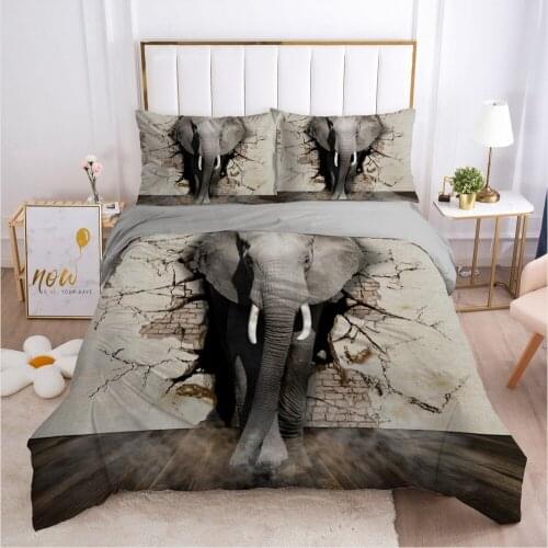 3D Bedding Bag Gray Duvet/Quilt Cover Sets Bedding Set Bed Linen King Queen Single Size Elephant Digital Printing Bedclothes