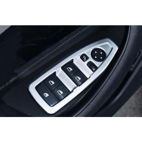 4Pcs/set Car Window Lift Switch Button Frame Trim Styling Sticker For BMW X1 F48 2016 2017 2018 Interior Accessories