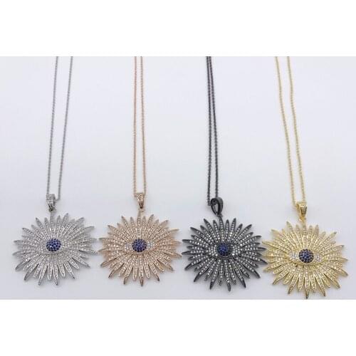 5pcs/lot free shipping Jewellery Women Eye Necklace With Zircon Large Gold Pendant