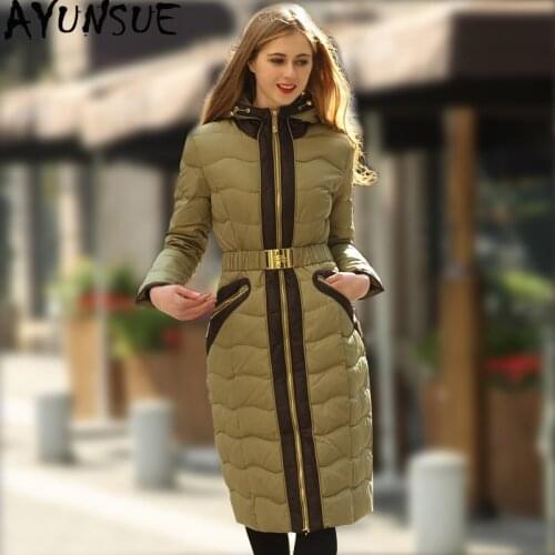AYUNSUE Winter Duck Down Jacket Women Hooded Long Coat 2020 Fashion Korean Womens Down Coats Warm Parka Puffer Jacket MY-566