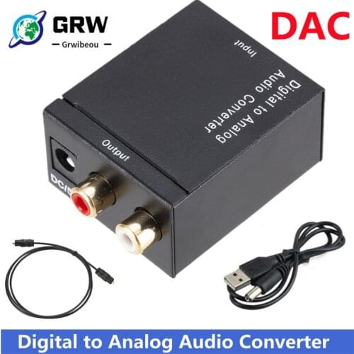 Grwibeou USB DAC Digital To Analog Audio Converter RCA R/L Output Optical Digital Stereo Audio SPDIF Coaxial To Analog DAC USB