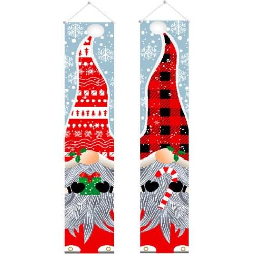 Banner Decoration Christmas Door Decals Faceless Rudolph Printed Couplet Hang Doorway Wall New Year Party Home Festival Couplets