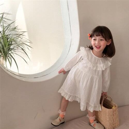 Baby Girls Dress Kids Ruffle Toddlers Spring Summer Outfits Casual School Children Clothing for 2-7T