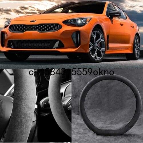 For KIA Stinger Black Alcantara Suede Car Steering Wheel Cover Car Accessories