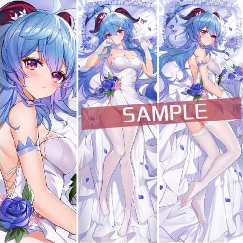 Game Genshin Impact Ganyu Flower Wedding Series Hugging Body Pillow Case Dakimakura Otaku Cosplay Long Cushion Cover Decor Gift