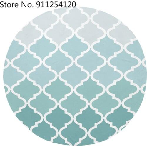 Geometric Blue Green Gradient Turquoise Blankets Round Throw Blanket Soft Flannel Fleece Throw Blanket Home Bedding Bed Cover