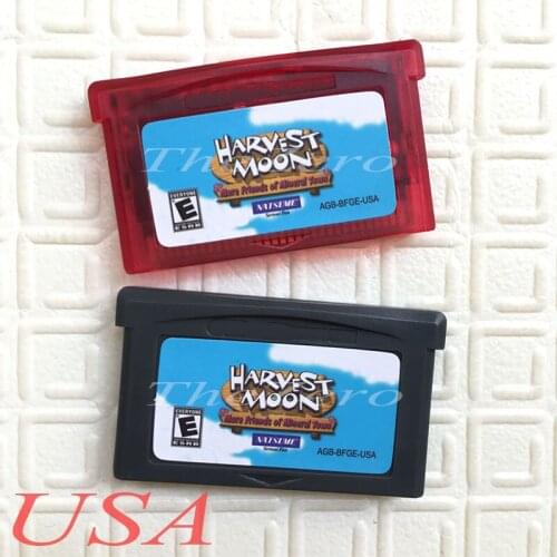 Harvest Moon More Friends of Mineral Town Video Game Cartridge Console Card Memory Card for 32 Bit Handheld Player Red / grey