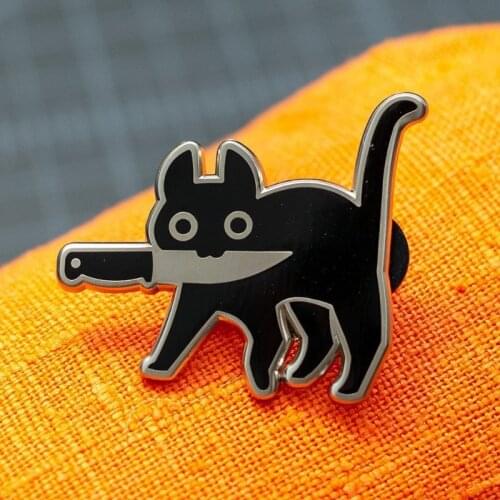 Cartoon Creative Black Cat Modeling Pop-Enamel Pin Lapel Badges Brooch Funny Fashion Jewelry