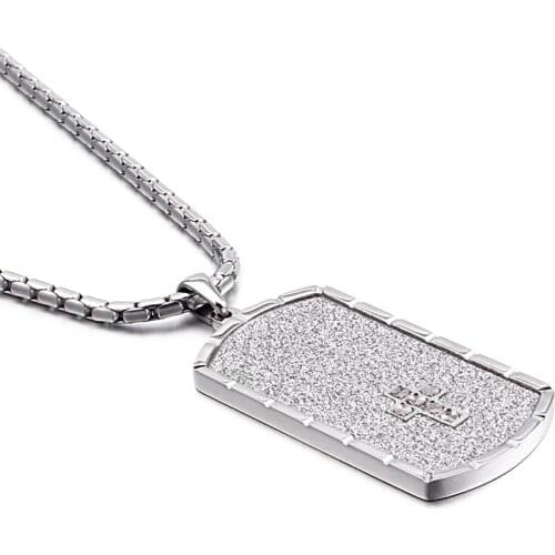 Trendy fashion simple military brand pendant personality charm religious cross mens stainless steel necklace jewelry