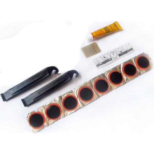 Bike Bicycle Flat Tire Repair Kit Tool Set Kit Patch Rubber Riding Tool Set with Tire Spoon, Riding Equipment Cycling Tools