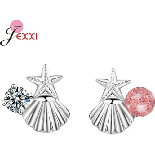 New Statement Star Symmetrical Stud Earrings 925 Sterling Silver Starfish Stud Earrings For Women Wedding Ear Jewelry